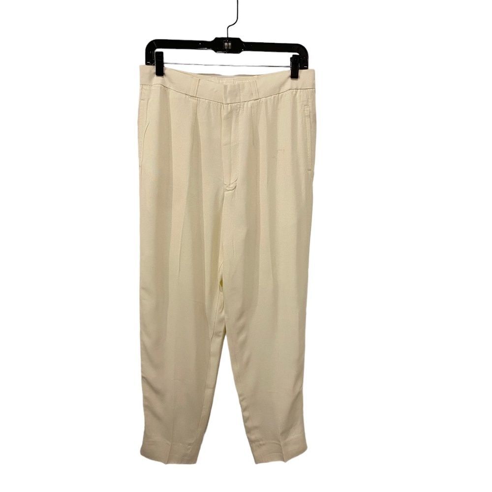 Custom Made Cream Sheer Pleated Trousers Dress Pants Suit Separate Size Medium